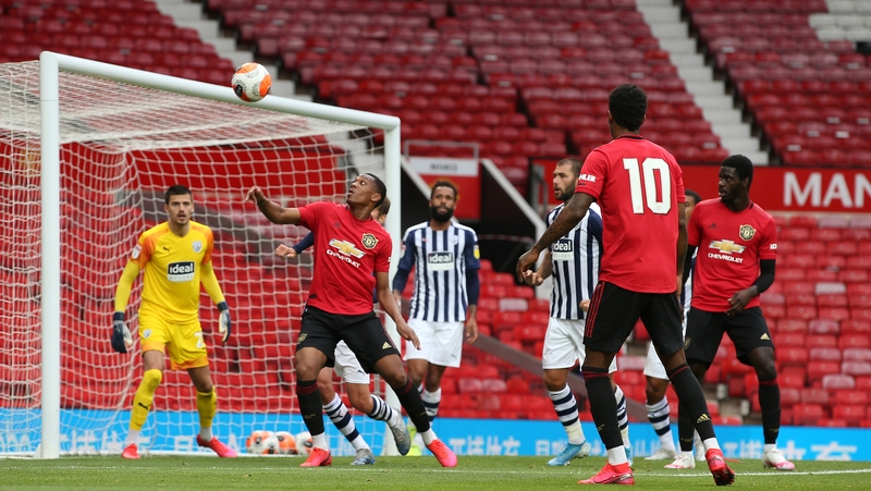 Anthony Martial in action during a practice match against West Brom at Old Trafford