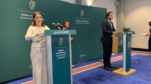 Josepha Madigan and Leo Varadkar making the announcement today