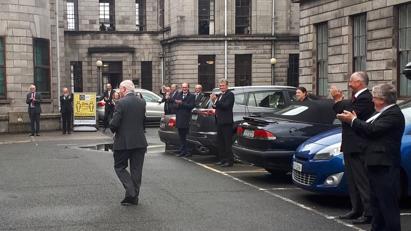 Judges formed a guard of honour for Mr Justice Peter Kelly as he arrived for his last day at the High Court
