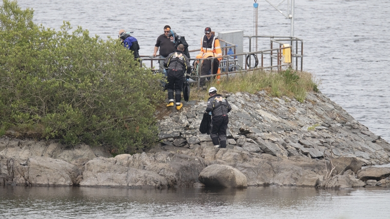 Divers at the scene of the accident at Lough Keel in Donegal. Photo: North West Newspix