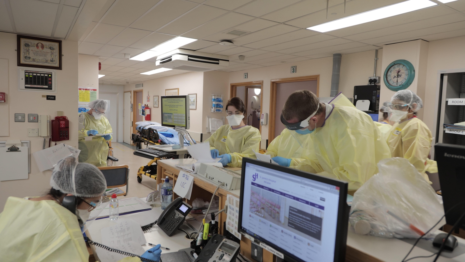 Medical staff busy at work in one of the hospital's Covid positive wards