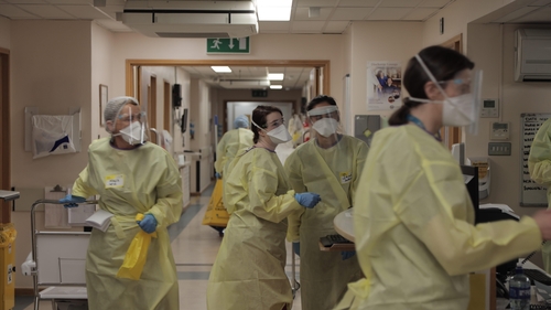 Staff at work in one of the Covid wards at St James's Hospital