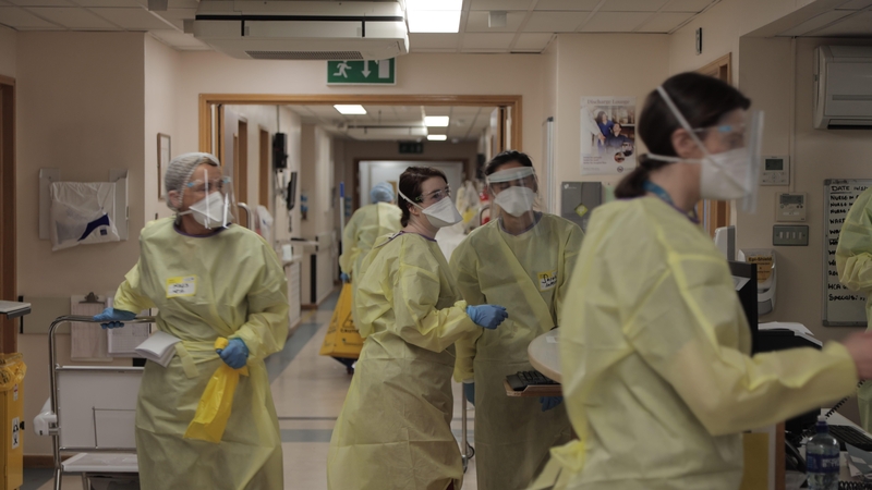 Staff at work in one of the Covid wards at St James's Hospital