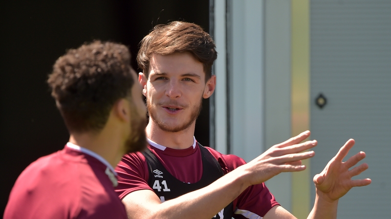 Declan Rice (R) shifted back into defence for the match against Wolves