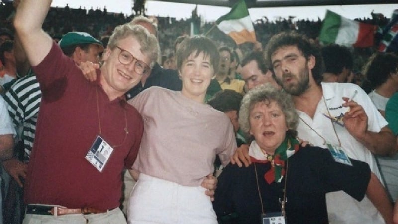 Ireland fans at Italia 90 - including Nell McCafferty, second from right