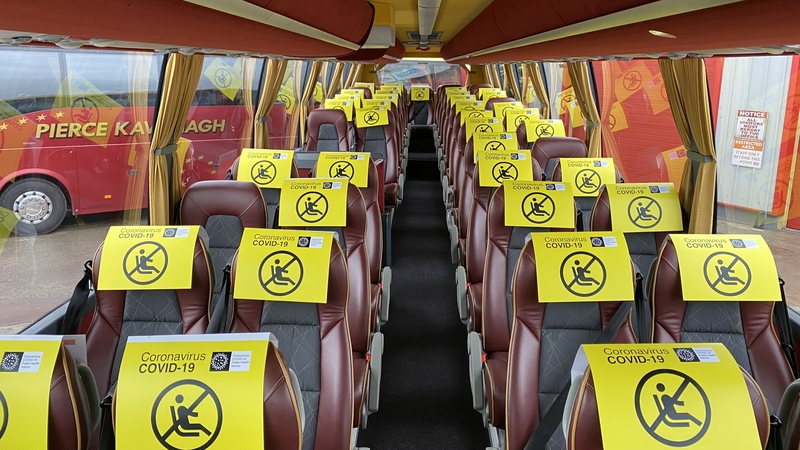 This Pierce Kavanagh coach normally seats 53 people, but social distancing restrictions of 2 metres mean it can currently only seat 11