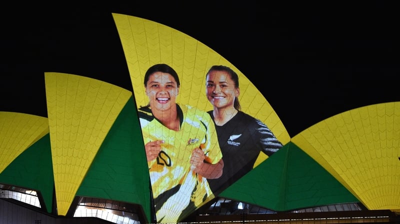 The Sydney Opera House lit in celebration after Australia and New Zealand's joint bid to host the World Cup was successful.