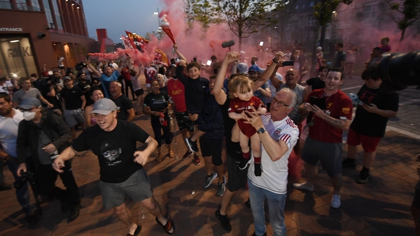 Liverpool fans celebrating their success