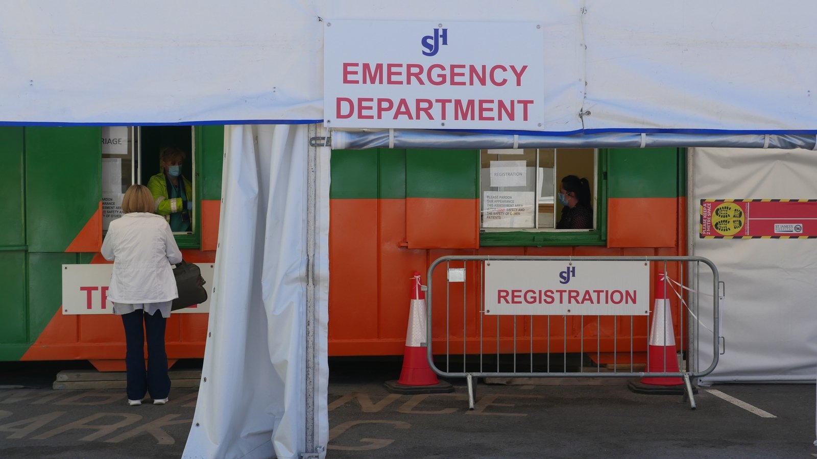 A registration cabin set up in the St James's car park now filters patients before entering the ED