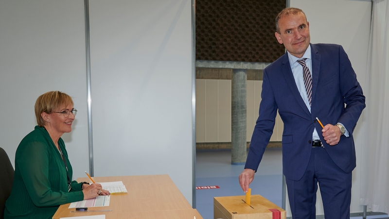 Sitting president Gudni Johannesson casting his vote this morning