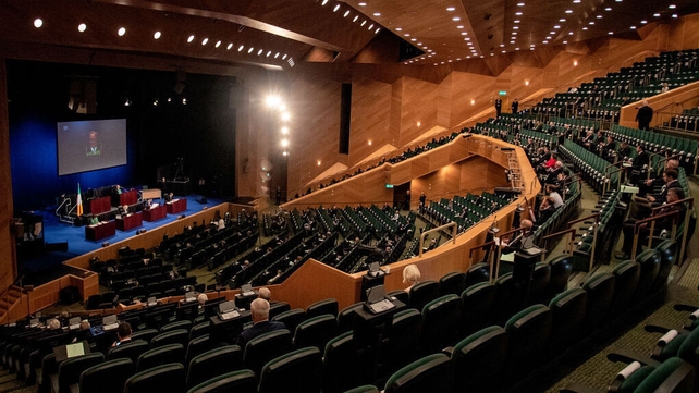 Due to Covid-19 social distancing rules, the Dáil sat at Dublin's Convention Centre instead of Leinster House
