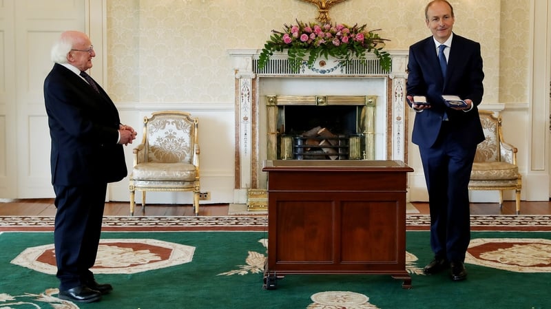 Micheál Martin received his seal of office from Michael D Higgins