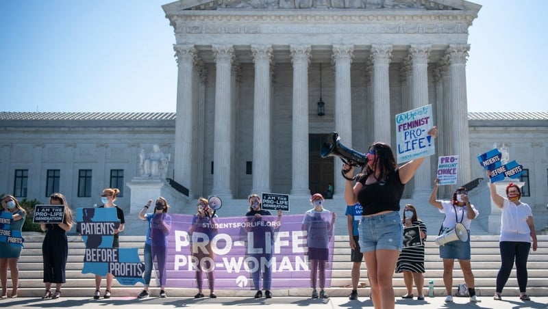 Anti-abortion demonstrators protested in front of the US Supreme Court ahead of the ruling