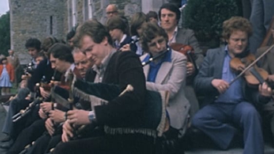 Musicians performing at Tionól Cheoil, Gormanston College, Co. Meath (1980)