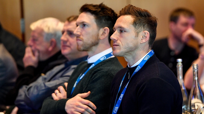 GPA CEO Paul Flynn, right, and GPA Chairman Séamus Hickey during this year's GAA Annual Congress at Croke Park