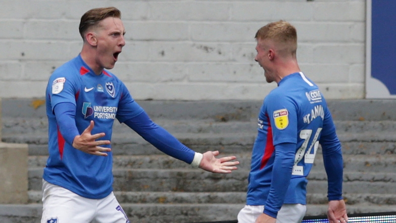Ronan Curtis (L) celebrates with Cameron McGeehan