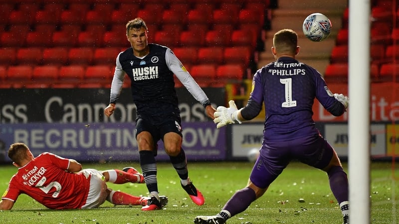 Jake Cooper of Millwall scores the winning goal