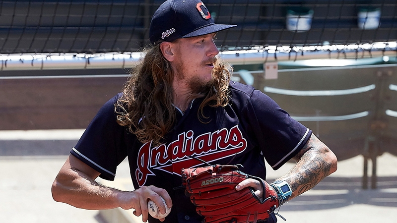 Cleveland Indians pitcher Mike Clevinger takes part in a workout on Friday