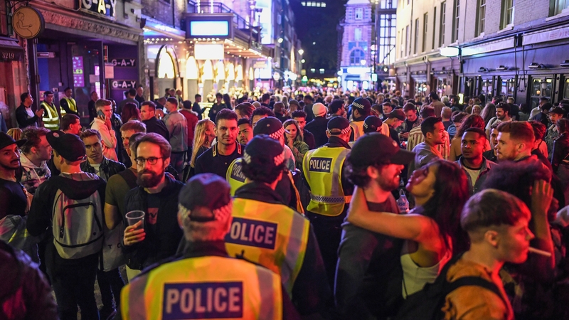 Streets in London's Soho were packed into the early hours of the morning