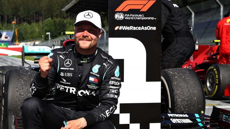 Valtteri Bottas celebrates his season-opening in parc ferme