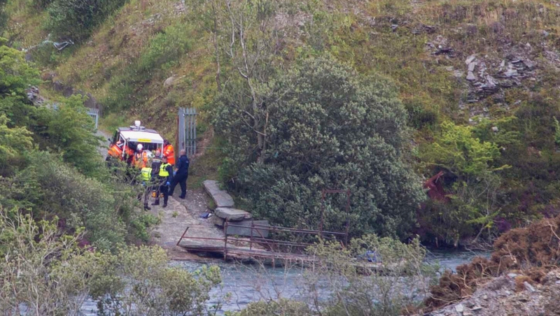 Emergency services at the scene in the Portroe quarry where two brothers died while diving today