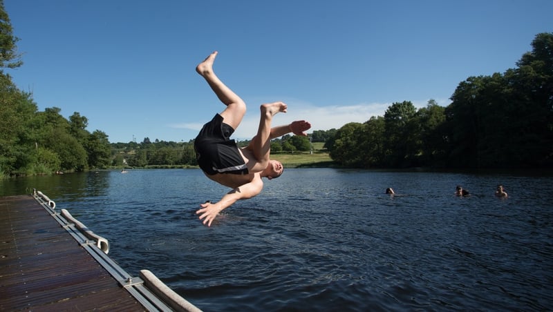 Swimmers enjoying the Miño River in Lugo before the latest coronavirus lockdown in the Galician province (file pic)