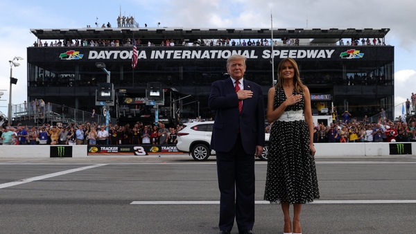U.S. President Donald Trump and First Lady Melania Trump at NASCAR's flagship Daytona 500 race in February