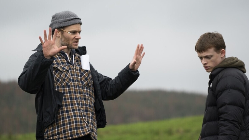 Director Phil Sheerin and actor Anson Boon on the set of The Winter Lake