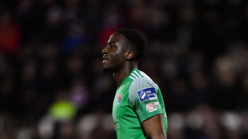 Olowu during a match against Dundalk in February