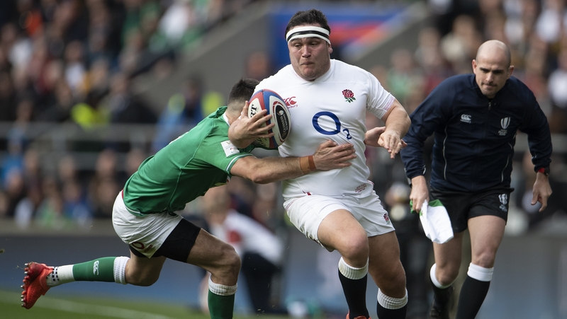 Jamie George tackled by Conor Murray during the 2020 Guinness Six Nations