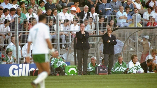 17 June 1990: Looking anguished as Ireland struggle to break down Egypt (Picture credit: David Cannon)