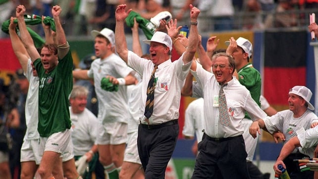 18 June 1994: Euphoric at the final whistle after Ireland beat Italy 1-0 in the Giants Stadium, Ney Jersey (Picture credit: Ray McManus)