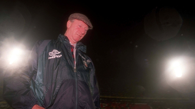 Departing for the tunnel on a sopping night in Lisbon as Ireland were beaten 3-0 by Portugal - the end was at hand