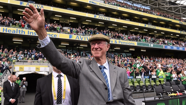 June 2015: Honoured by the crowd at the Aviva Stadium ahead of a friendly against England in 2015 - one month after his 80th birthday (Picture credit: David Maher)