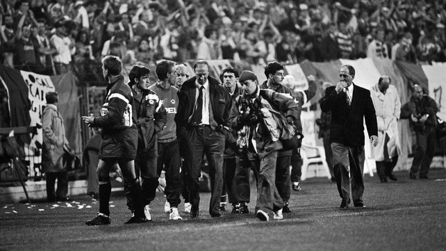 October 1991: Heads bowed in Poznan - Ireland went unbeaten in Euro 92 qualifying but draws home and away against Poland cost the team qualification at close to its peak (Picture credit: Ray McManus)