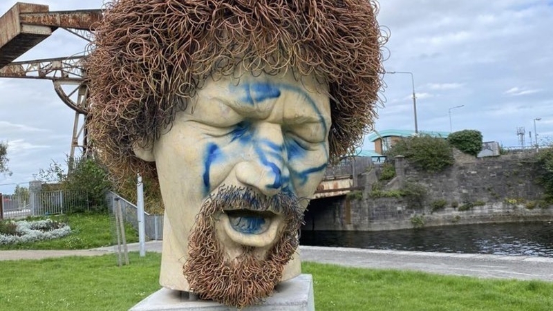The statue has been vandalised with blue spray paint (Image: North Wall community association)