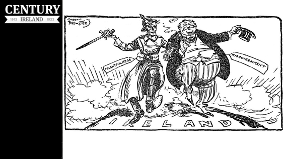 Century Ireland Issue 183 - A cartoon suggesting that 'frightfulness' and 'misgovernment' are in ru…