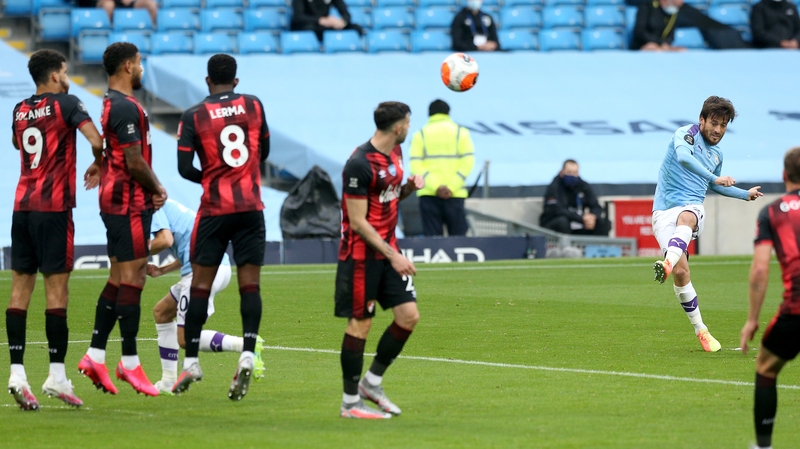 David Silva scores with a fine free-kick