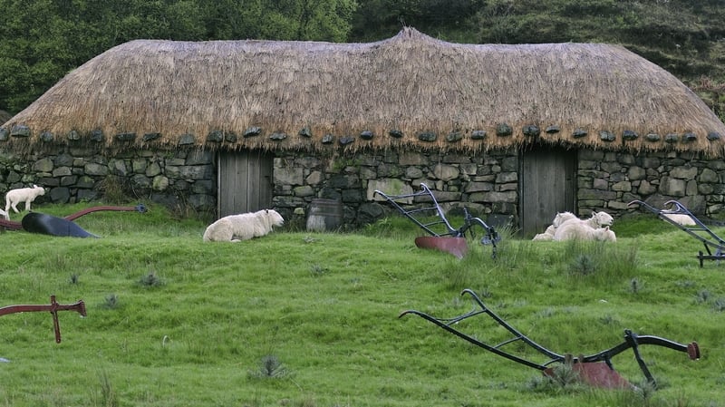 The Colbost Croft Museum / Folk Museum showing nineteenth century Hebridean crofter's blackhouse with heather-thatched roof on the Scottish Isle of Skye, Scotland. Source: Arterra/Universal Images Group via Getty Images