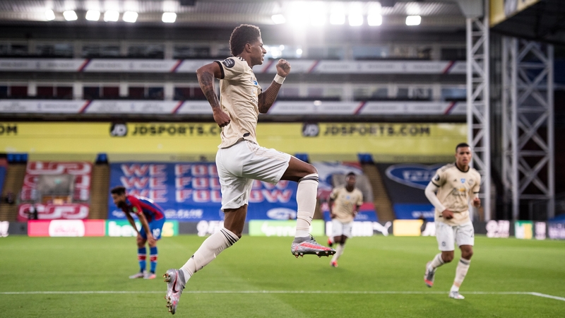 Marcus Rashford celebrates his goal at Selhurst Park