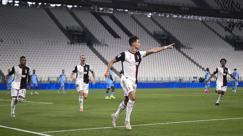 Cristiano Ronaldo has become the first player to score at least 50 goals in the Premier League, La Liga and Serie A