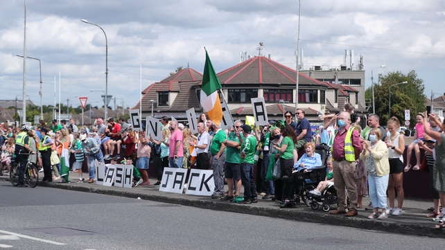 Crowds gathered at the Walkinstown roundabout - the famous scene of euphoria in 1990 - to pay tribute to Charlton