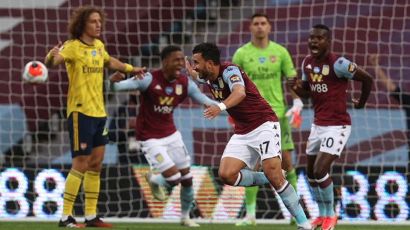 Trezeguet celebrates the only goal of the game at Villa Park