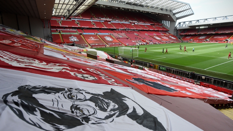 An empty Anfield awaits the Premier League trophy