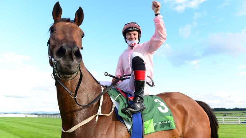 Colin Keane celebrates his Classic victory on Even So