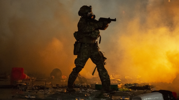 A US federal officer is pictured during protests in Portland