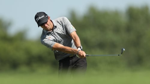 Richy Werenski of the United States plays a shot on the ninth hole