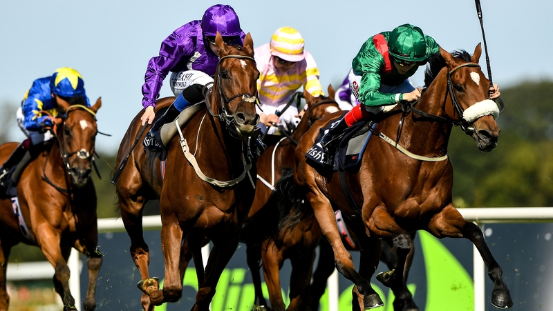 Kastasa (right) en route to victory at Leopardstown last September