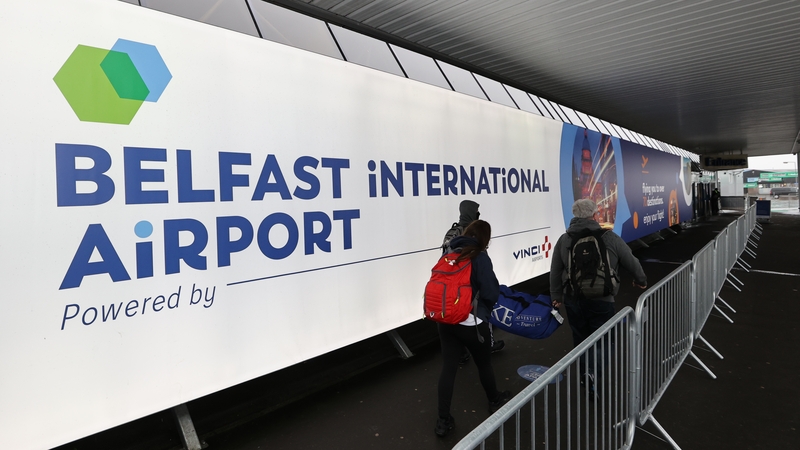 Passengers arriving at Belfast airport