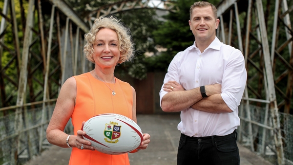 Vodafone Ireland CEO Anne O'Leary and rugby player Jamie Heaslip